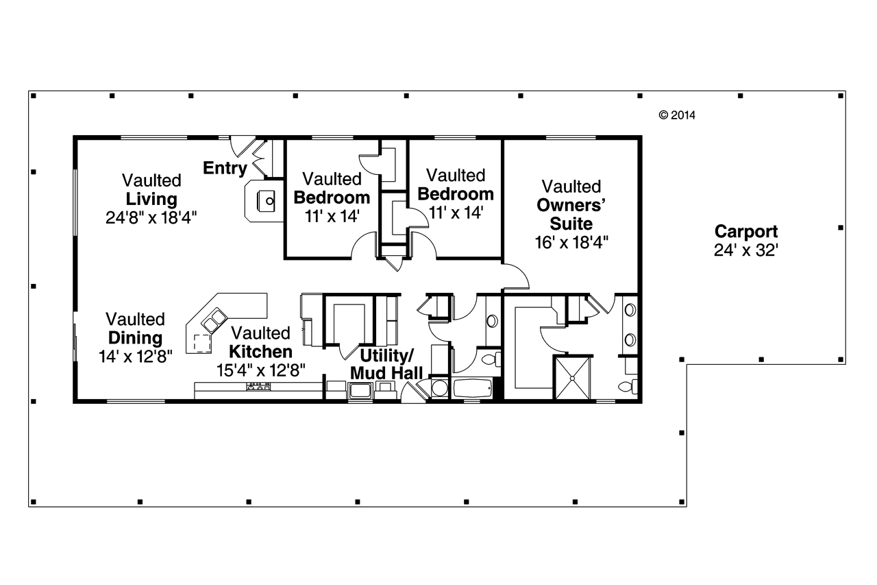 Floor Plan First Story of Ranch Plan #108-1786
