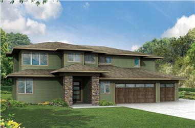 4-Bedroom, 3109 Sq Ft Prairie House Plan - 108-1791 - Front Exterior