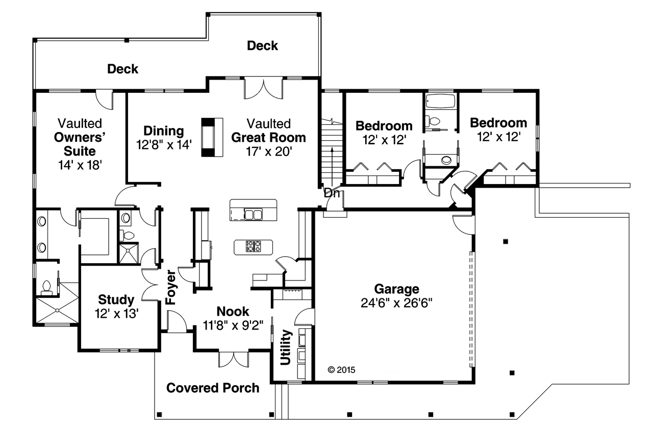 Floor Plan First Story of Country Plan #108-1798