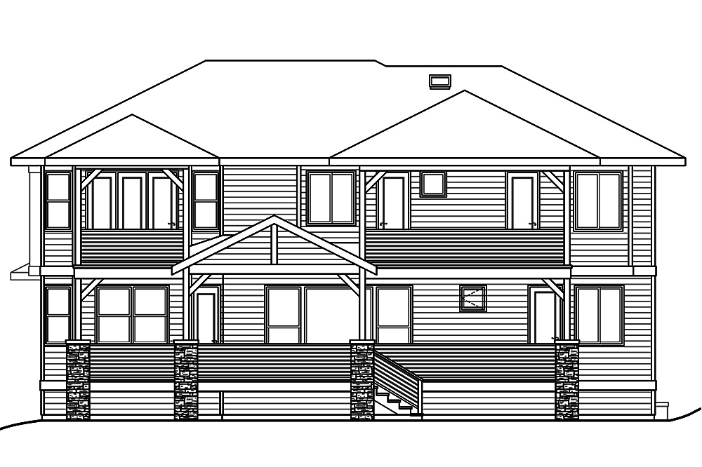 Home Plan Rear Elevation of this 4-Bedroom,3317 Sq Ft Plan -108-1804