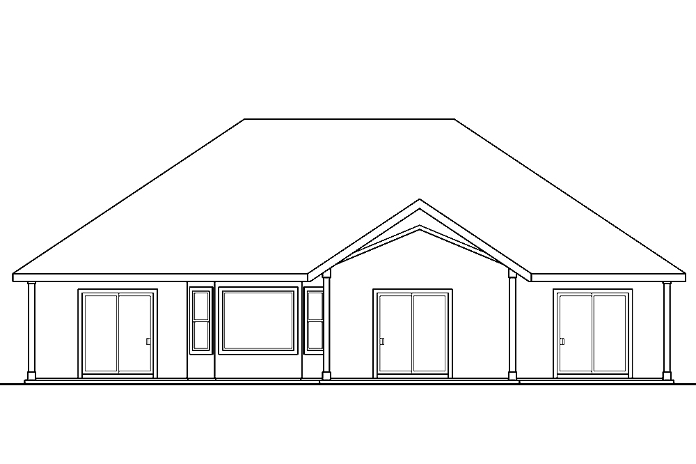 Home Plan Rear Elevation of this 3-Bedroom,1839 Sq Ft Plan -108-1810