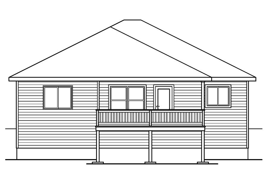 Home Plan Rear Elevation of this 3-Bedroom,1497 Sq Ft Plan -108-1811