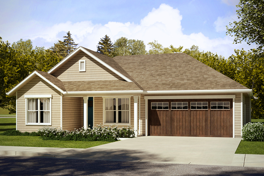 Front elevation of Ranch home (ThePlanCollection: House Plan #108-1816)