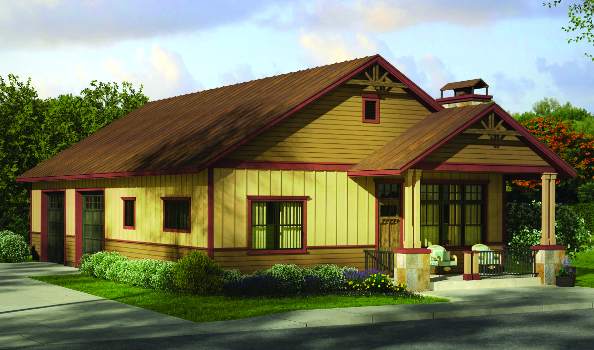 Front elevation of Garage w/Apartments home (ThePlanCollection: House Plan #108-1819)