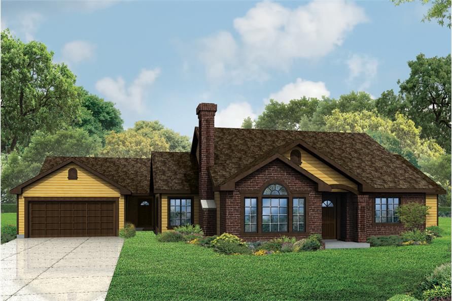 Front elevation of Ranch home (ThePlanCollection: House Plan #108-1820)