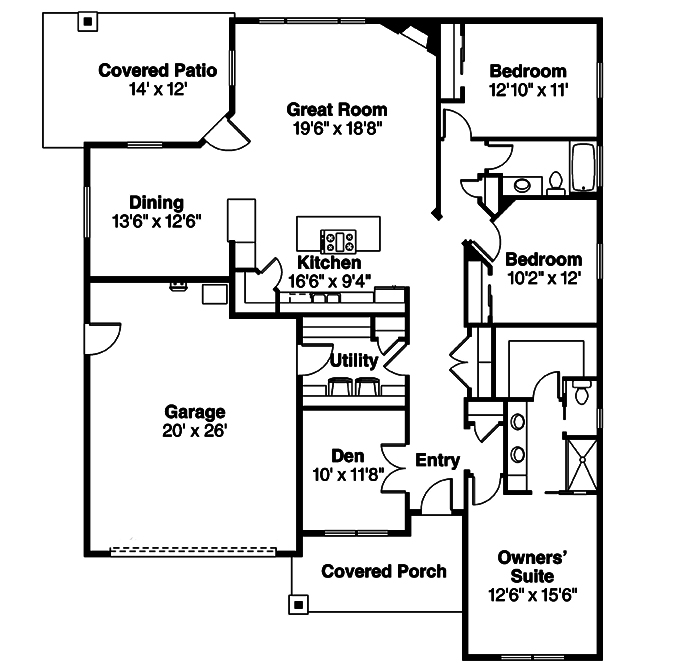 Floor Plan First Story of Country Plan #108-1823