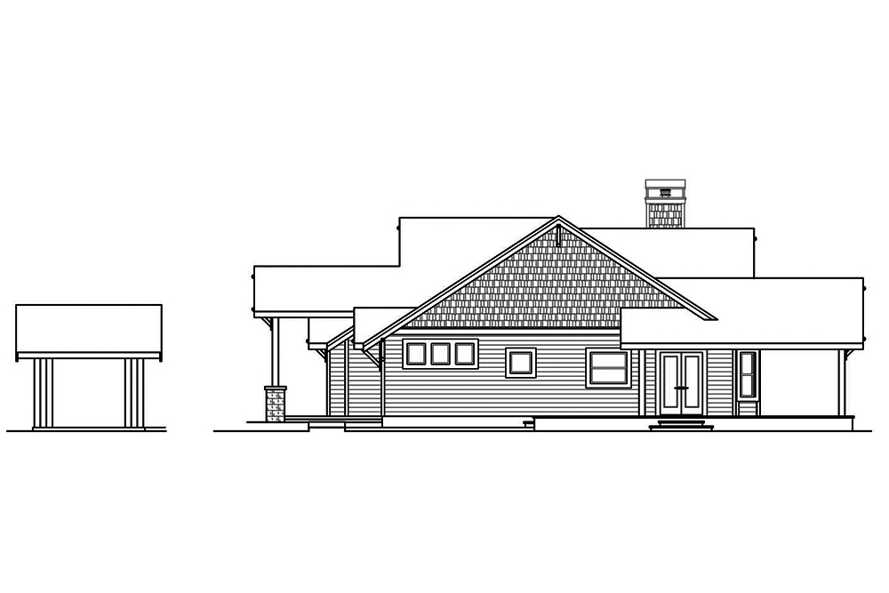 Home Plan Right Elevation of this 2-Bedroom,2443 Sq Ft Plan -108-1837