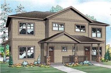 3-Bedroom, 1498 Sq Ft Multi-Unit House Plan - 108-1848 - Front Exterior