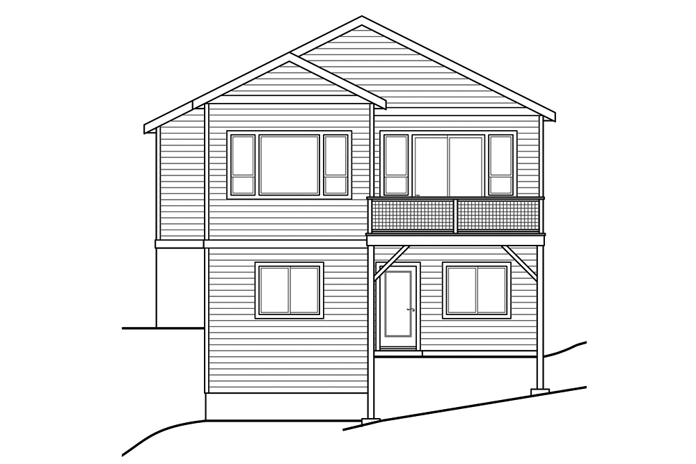 Home Plan Rear Elevation of this 3-Bedroom,1027 Sq Ft Plan -108-1861