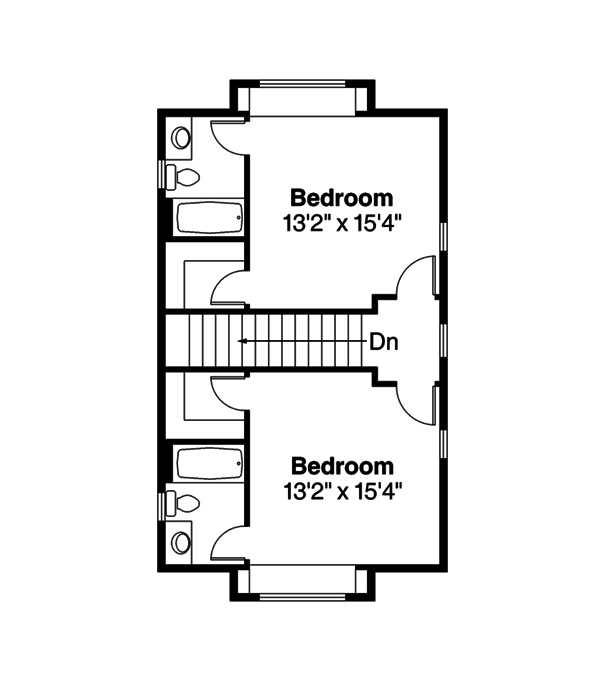 Floor Plan Second Story of Country Plan #108-1872