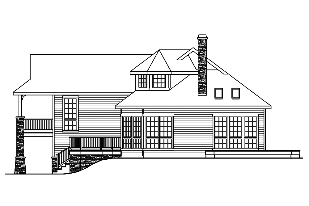Home Plan Right Elevation of this 1-Bedroom,1976 Sq Ft Plan -108-1881