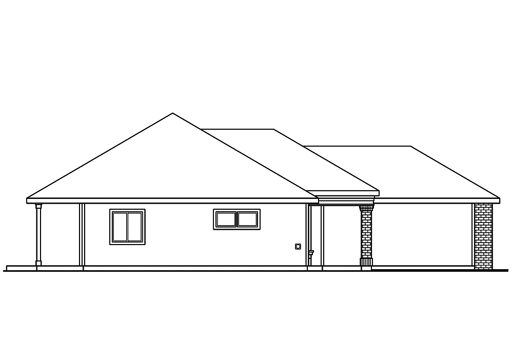 Home Plan Left Elevation of this 3-Bedroom,1392 Sq Ft Plan -108-1882