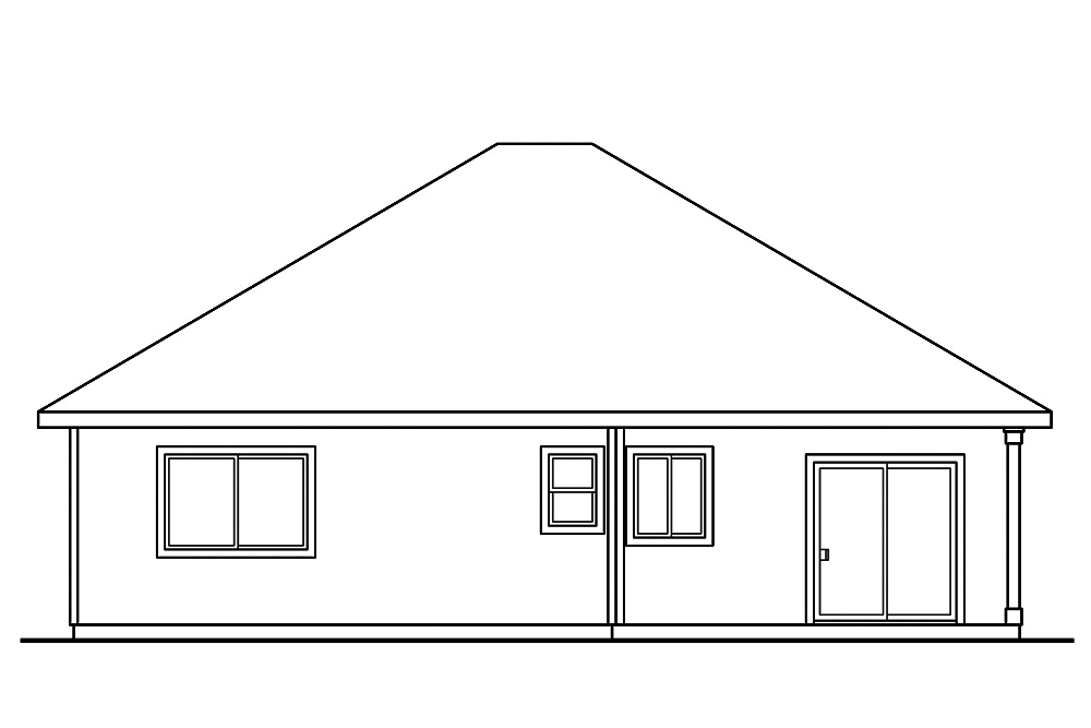 Home Plan Rear Elevation of this 3-Bedroom,1392 Sq Ft Plan -108-1882