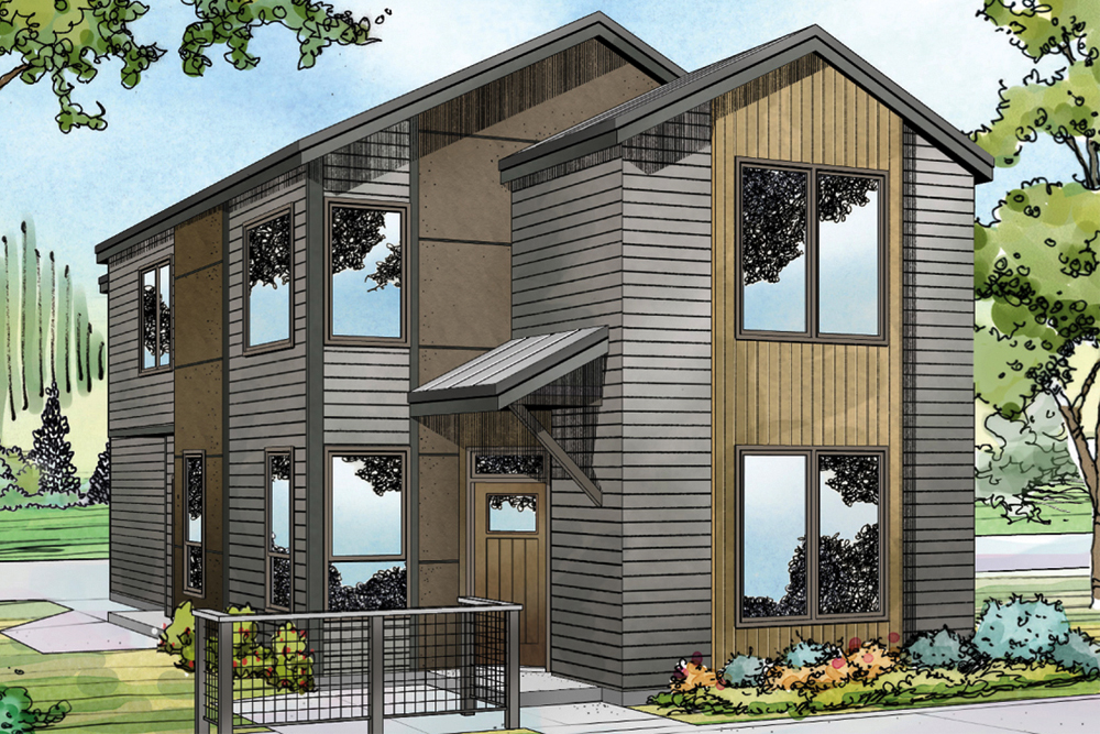 Front elevation of Contemporary home (ThePlanCollection: House Plan #108-1884)