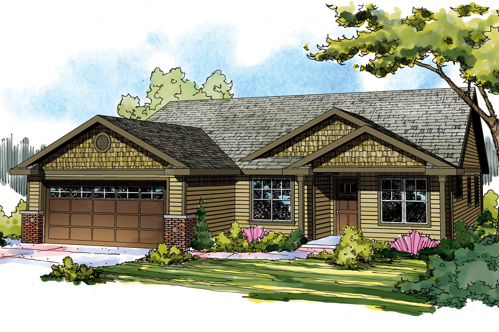 Front elevation of Craftsman home (ThePlanCollection: House Plan #108-1894)