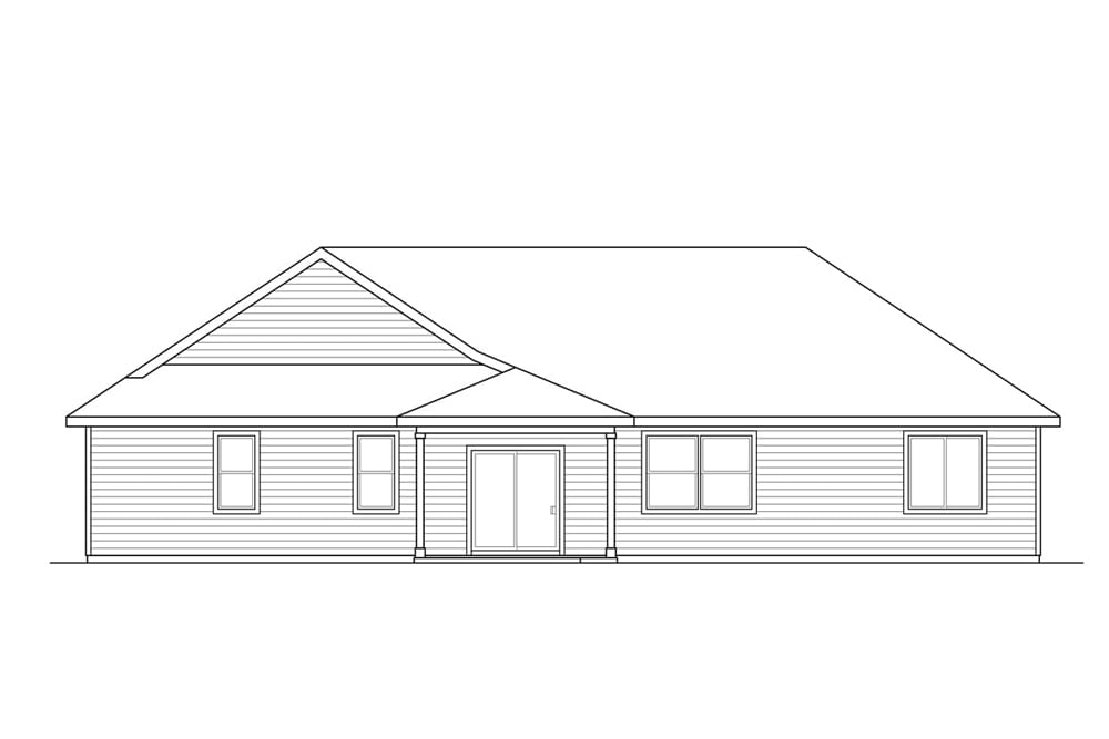 Home Plan Rear Elevation of this 4-Bedroom,2124 Sq Ft Plan -108-1901