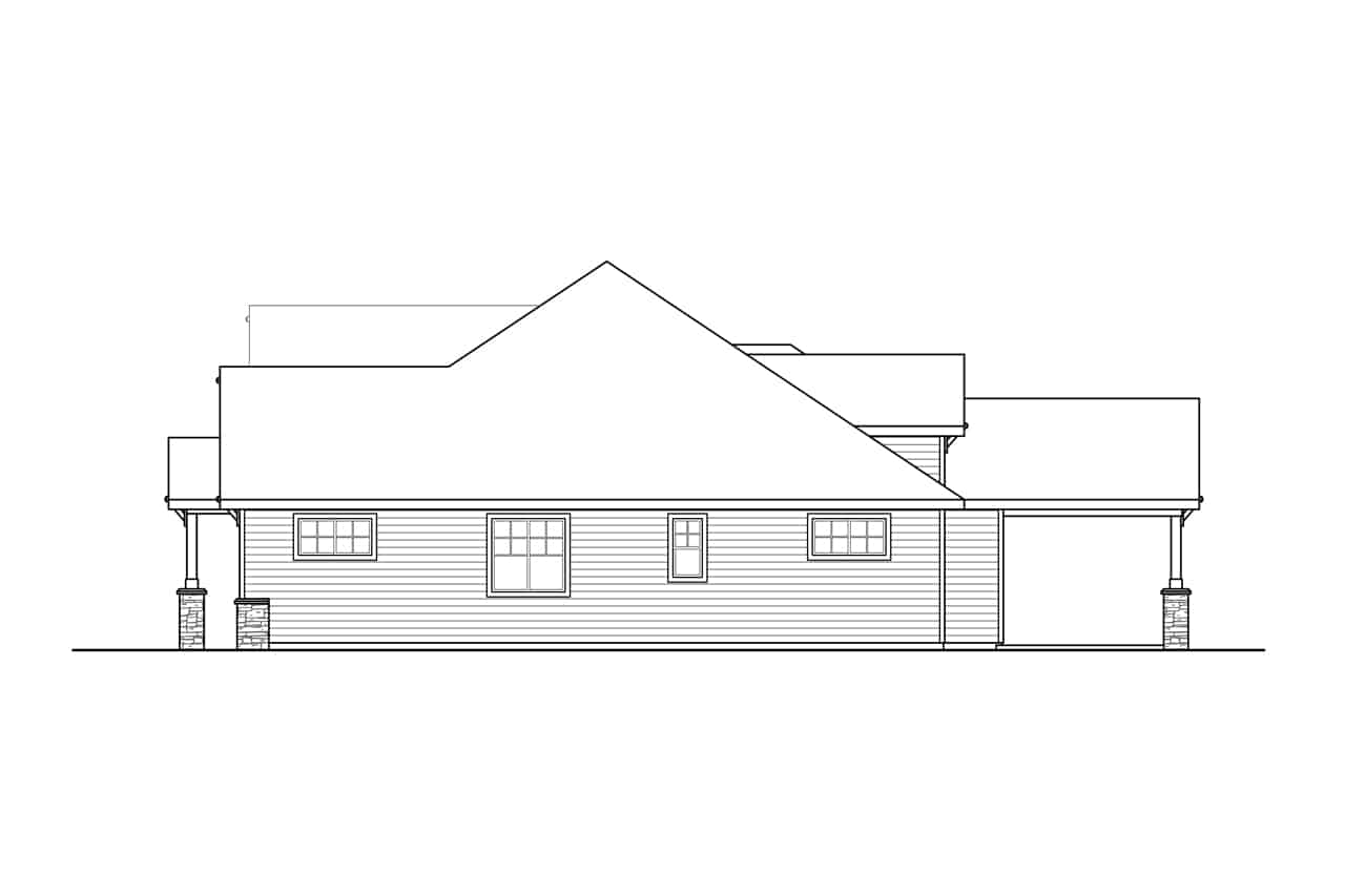 Home Plan Left Elevation of this 4-Bedroom,2708 Sq Ft Plan -108-1917