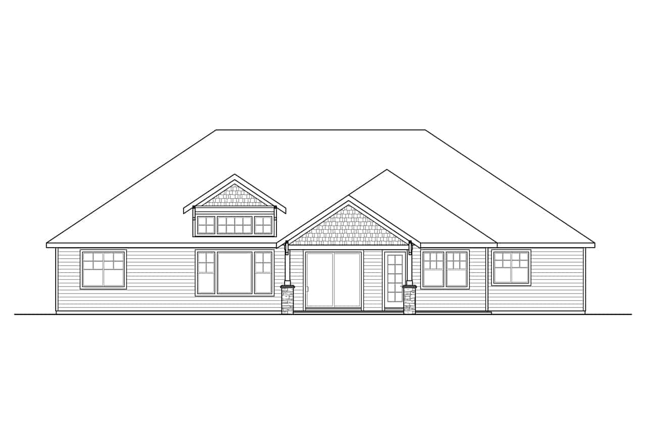 Home Plan Rear Elevation of this 4-Bedroom,2708 Sq Ft Plan -108-1917