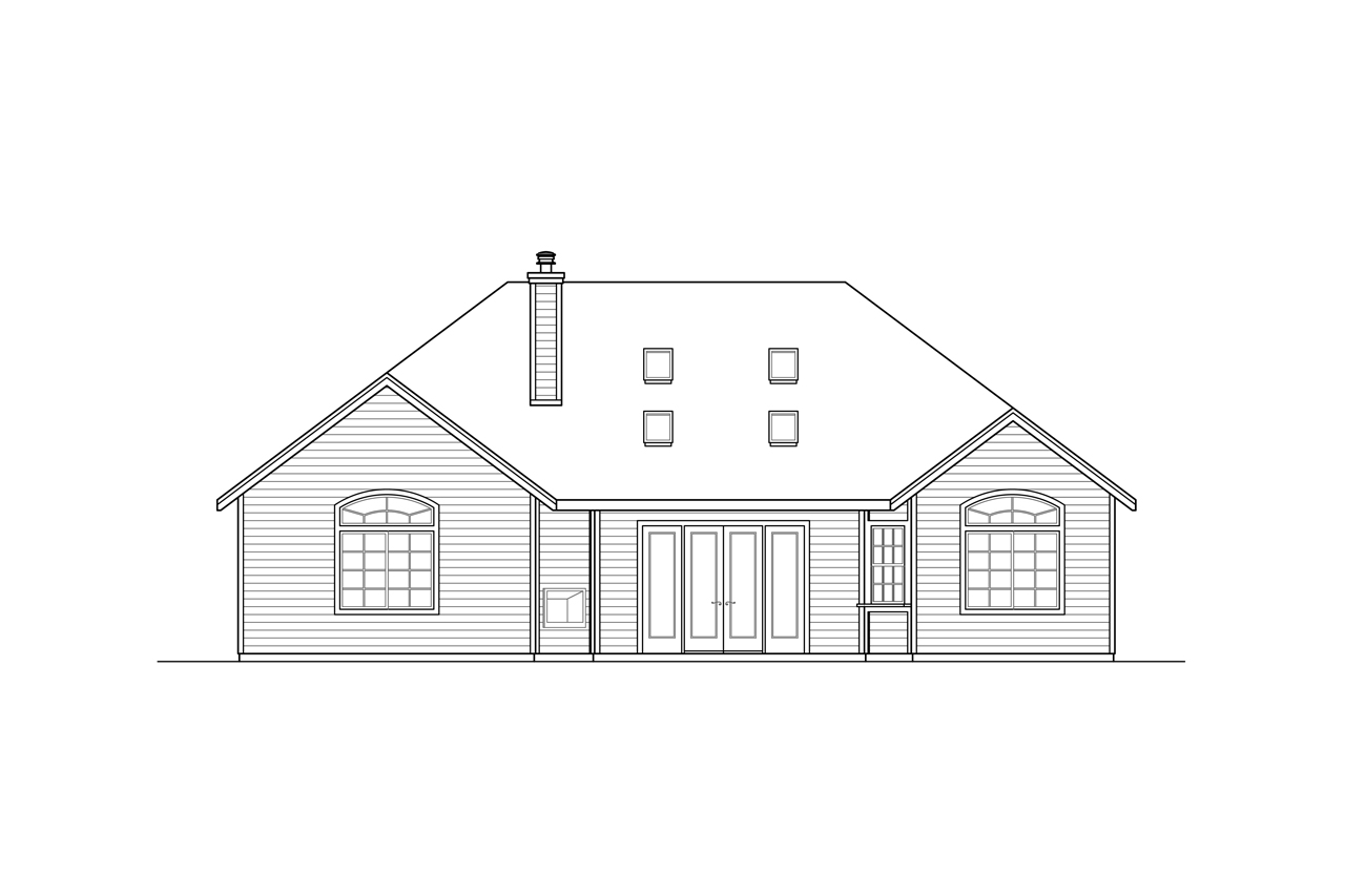 Home Plan Rear Elevation of this 3-Bedroom,2425 Sq Ft Plan -108-1919