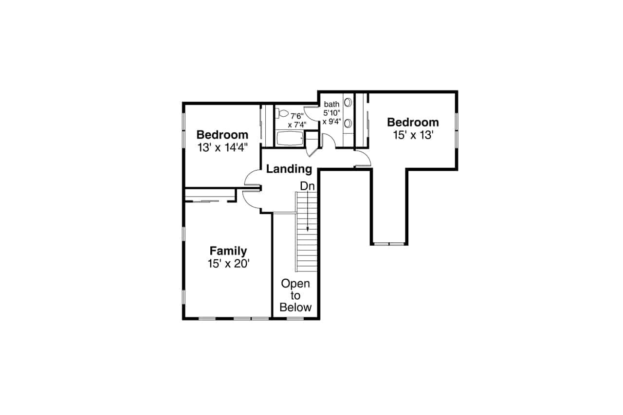 Floor Plan Upper Level of Farmhouse Plan #108-1921
