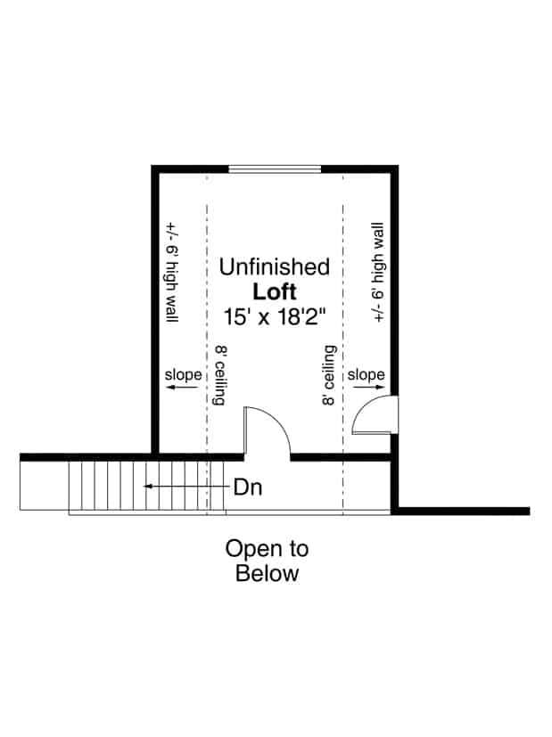 Floor Plan Upper Level of Cottage Plan #108-1938