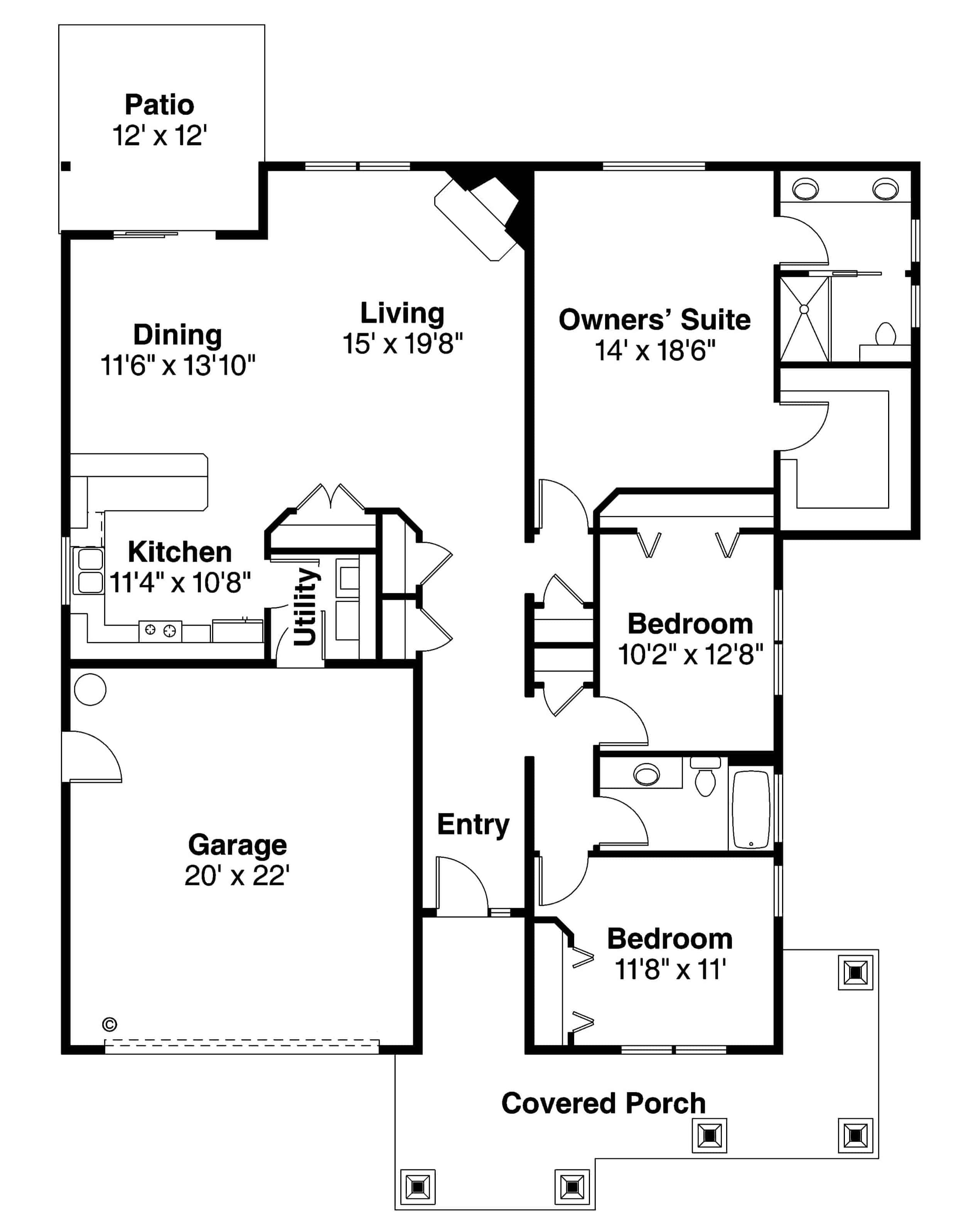 Main Level of Craftsman Plan #108-1959