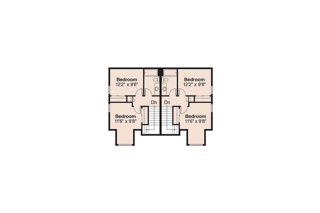 Floor Plan Upper Level of Multi-Unit Plan #108-1962