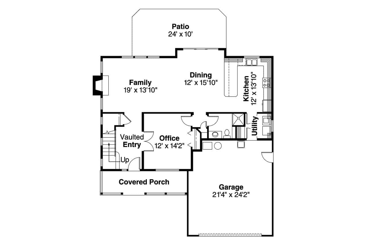 Floor Plan Main Level of Farmhouse Plan #108-1965
