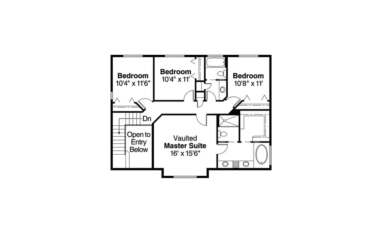 Floor Plan Upper Level of Farmhouse Plan #108-1965