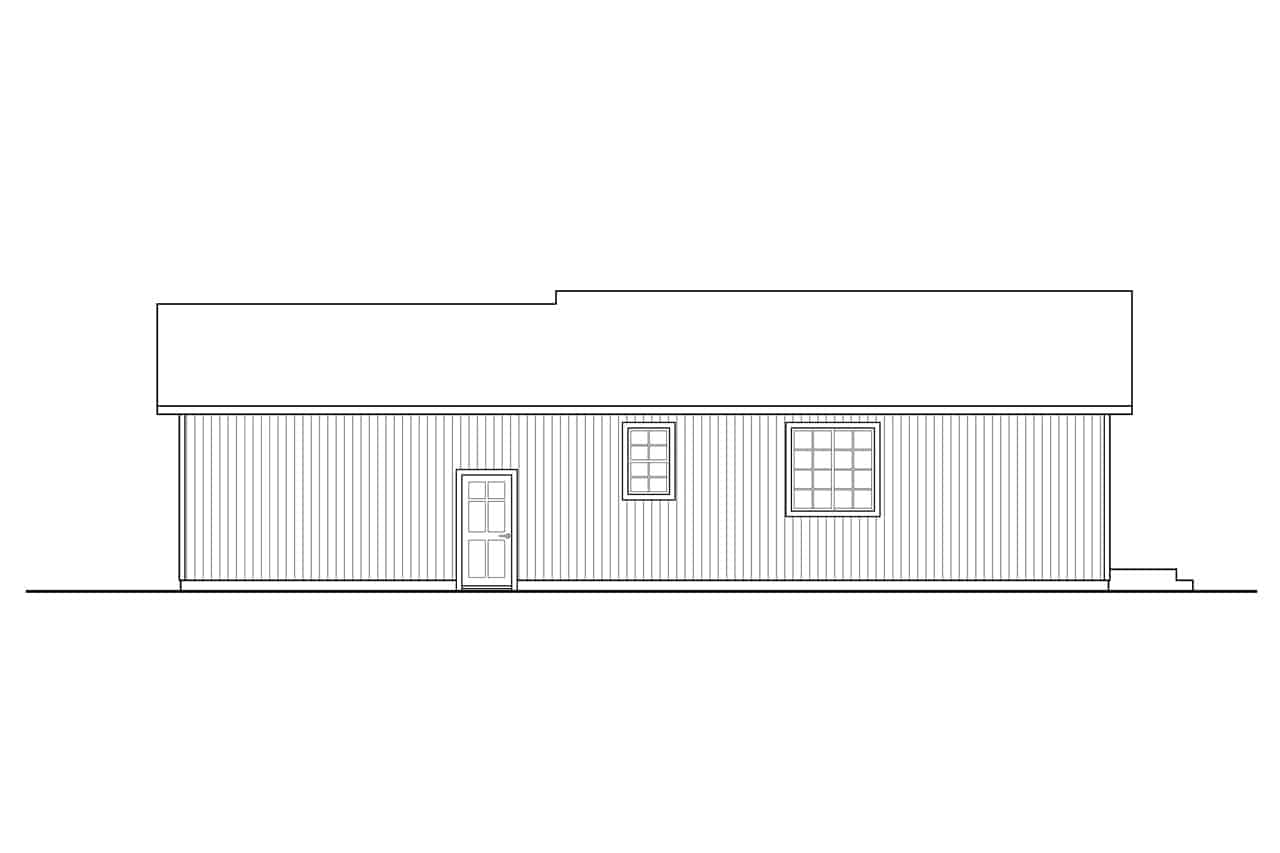 Home Plan Rear Elevation of this 1-Bedroom,900 Sq Ft Plan -108-1968
