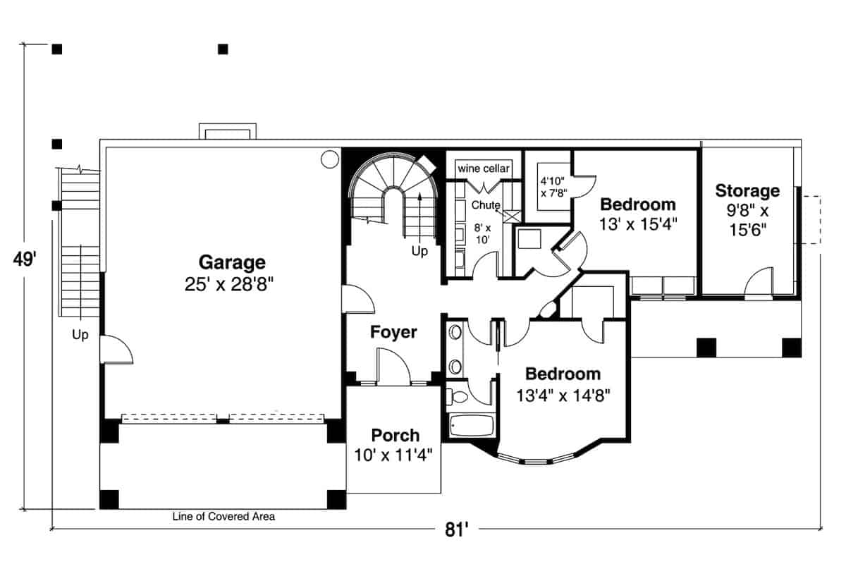 Floor Plan Basement of Mediterranean Plan #108-1991
