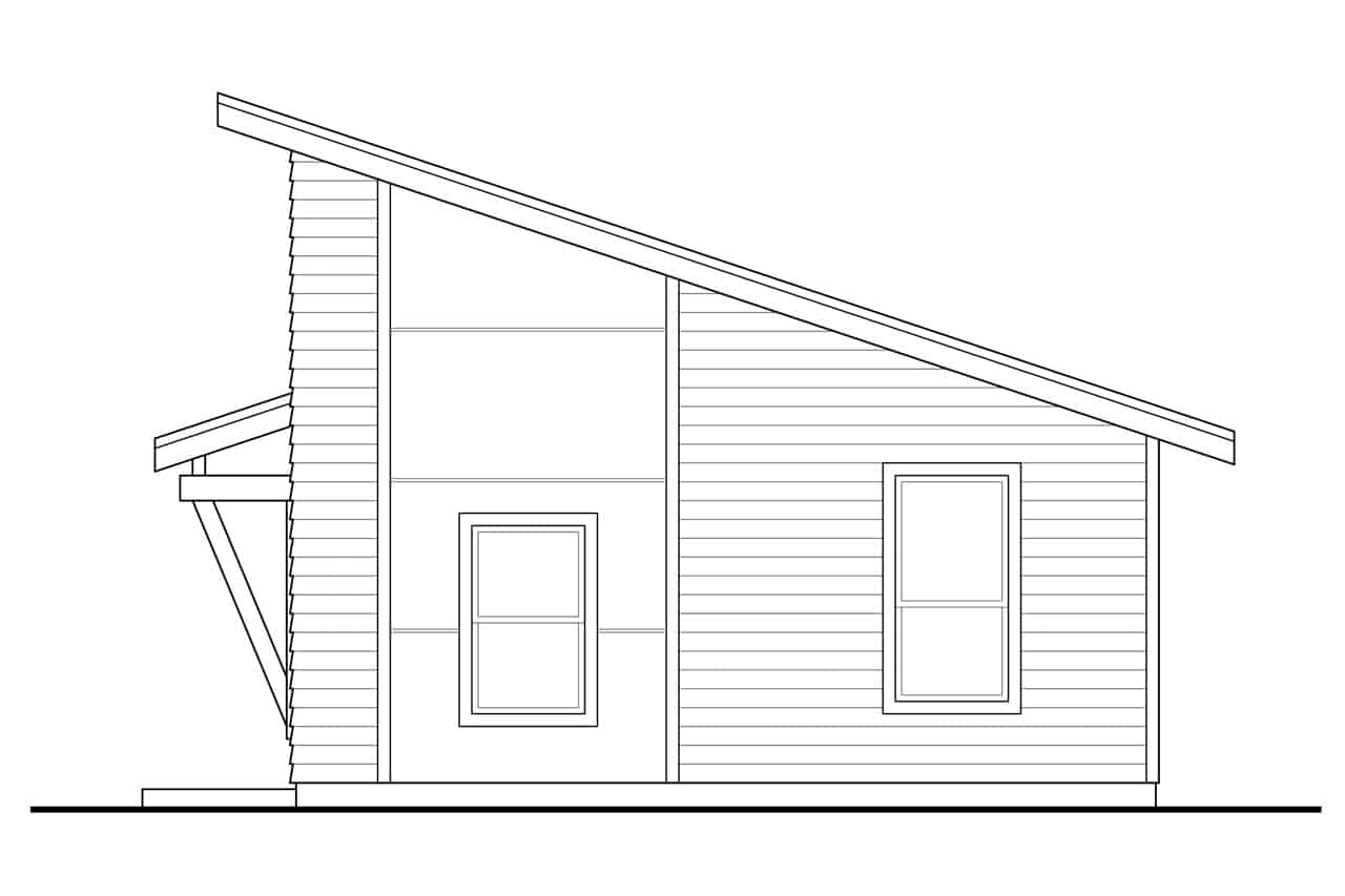 Home Plan Right Elevation of this 1-Bedroom,460 Sq Ft Plan -108-1993
