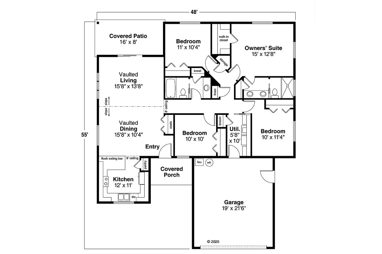 Main Level of Ranch Plan #108-1997