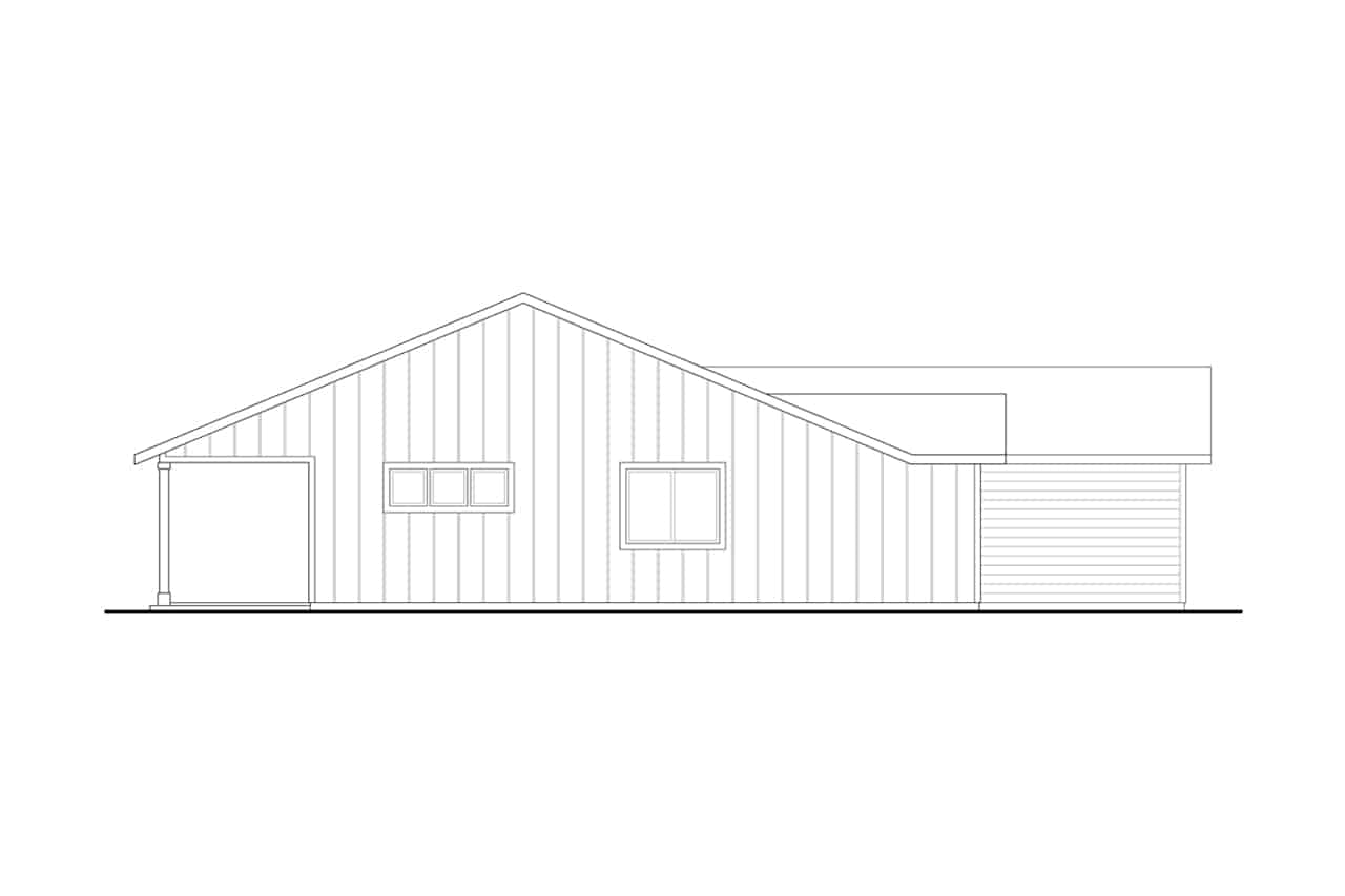 Home Plan Left Elevation of this 4-Bedroom,1599 Sq Ft Plan -108-1997