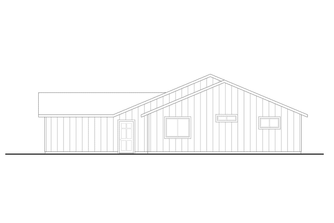 Home Plan Right Elevation of this 4-Bedroom,1599 Sq Ft Plan -108-1997