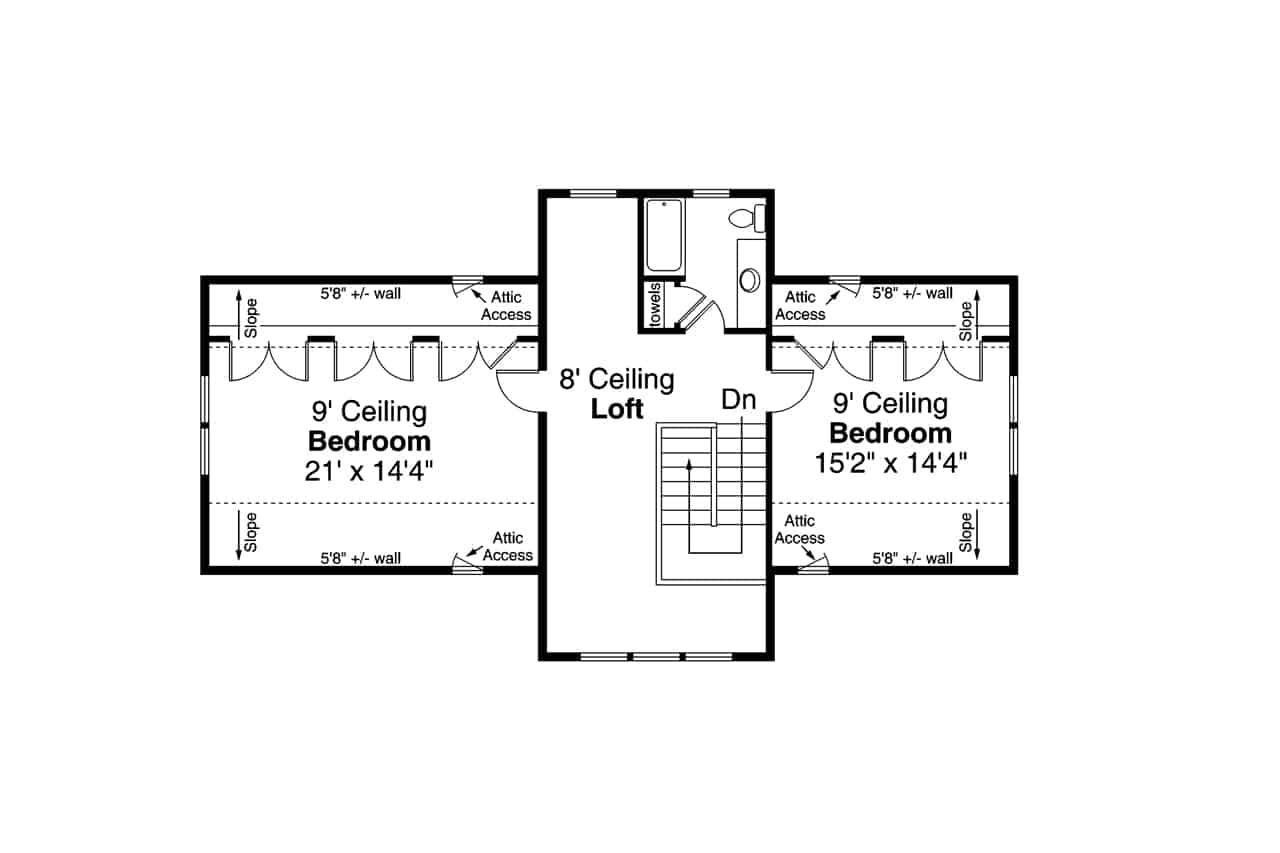 Upper Level of Farmhouse Plan #108-2008