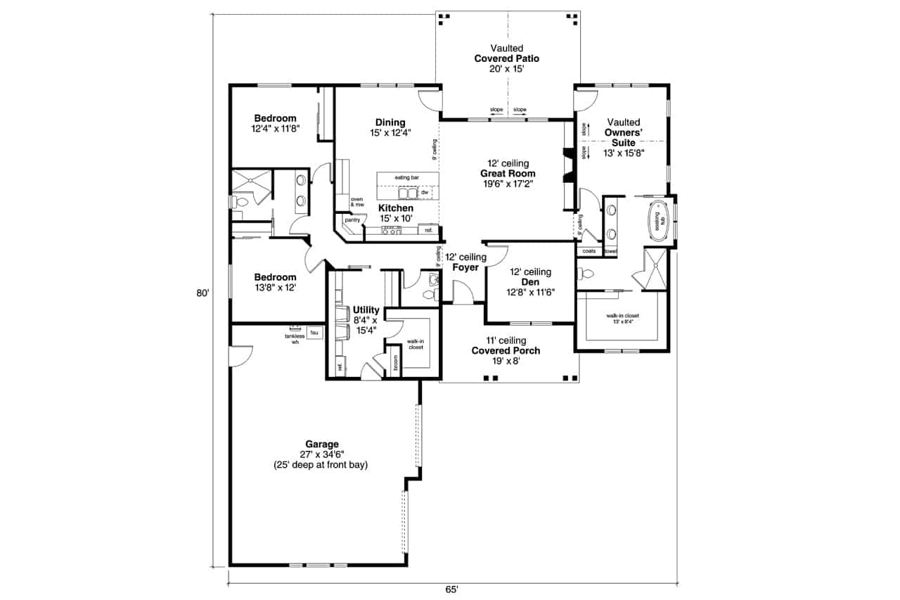 Main Level of Ranch Plan #108-2014