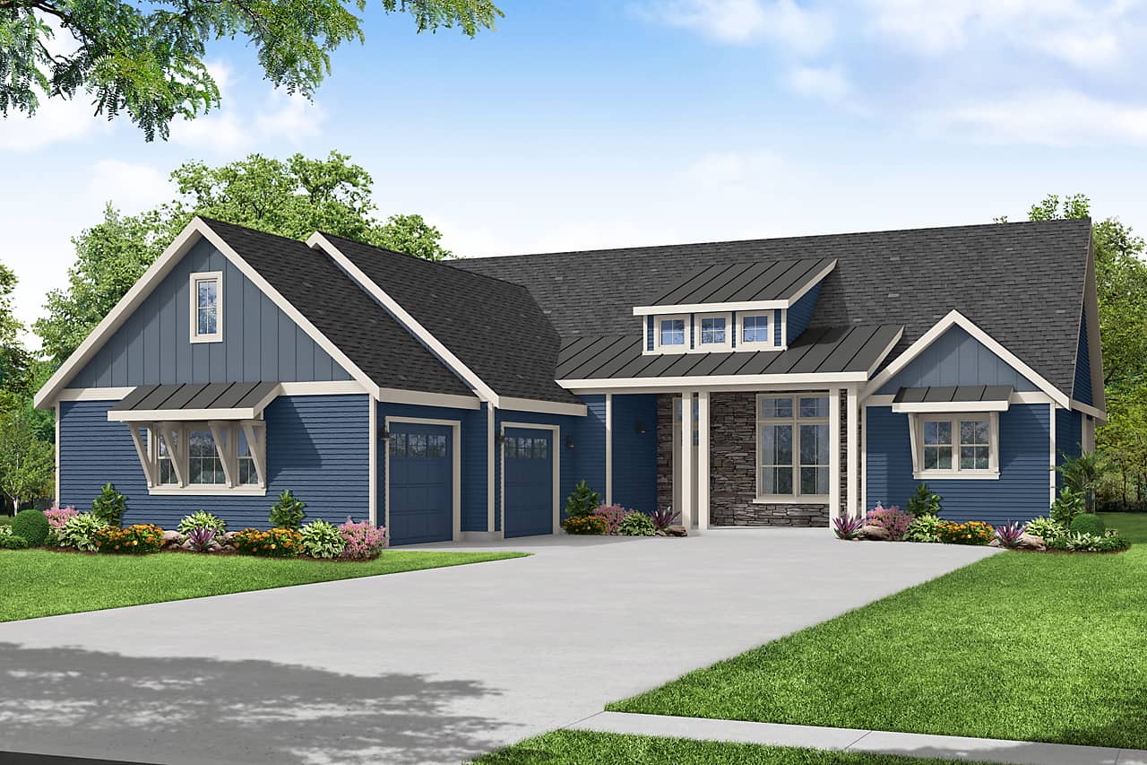 Ranch style house (ThePlanCollection: Plan #108-2014)