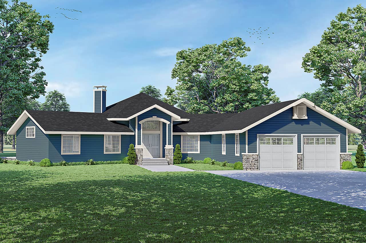 Contemporary Ranch style house design (ThePlanCollection: Plan #108-2018)