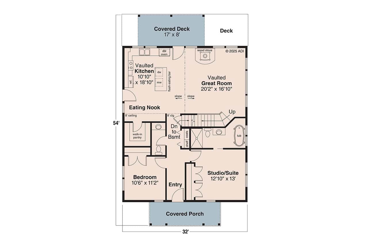 Main Level of Ranch Plan #108-2022