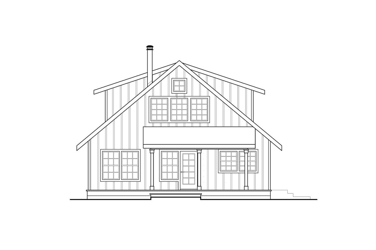Home Plan Rear Elevation of this 2-Bedroom,1749 Sq Ft Plan -108-2022