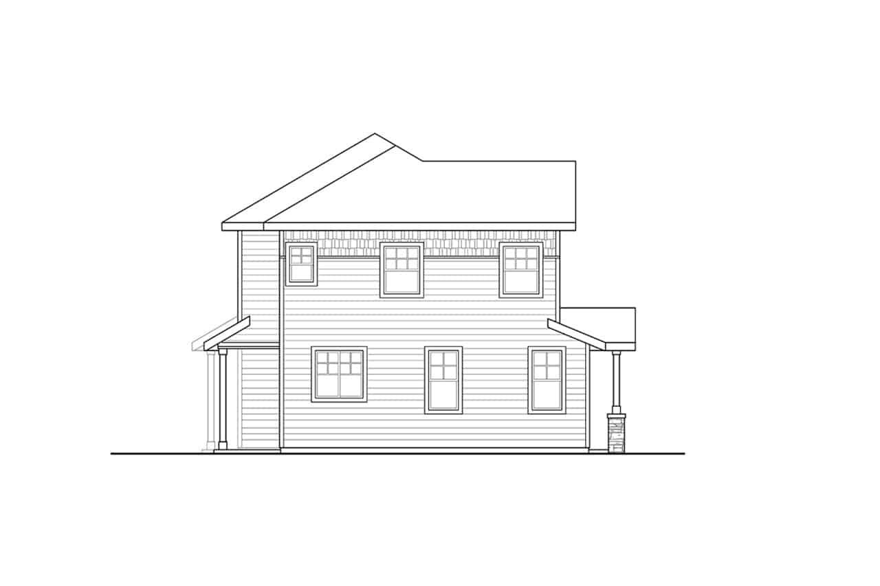 Home Plan Left Elevation of this 3-Bedroom,1499 Sq Ft Plan -108-2027