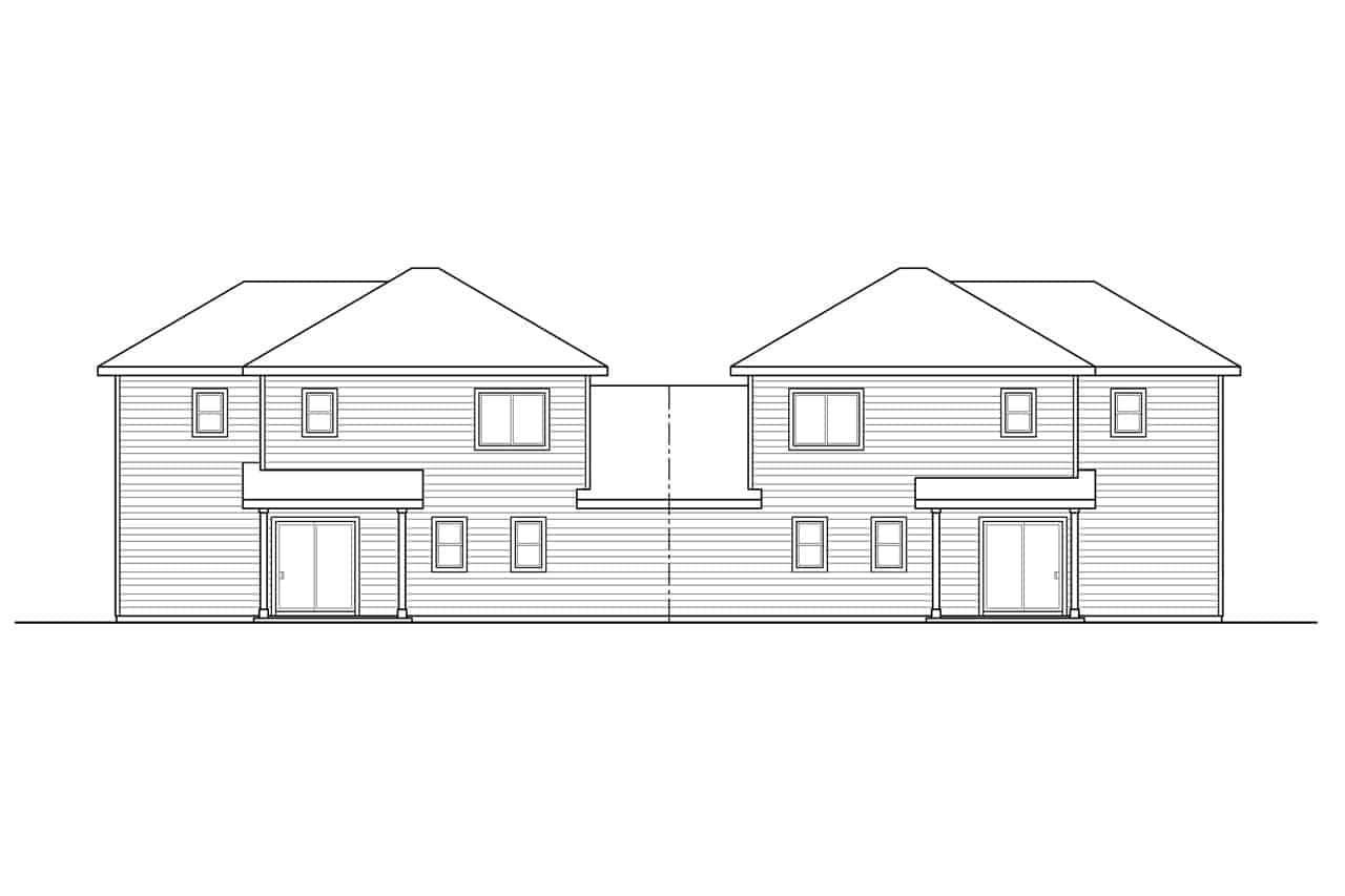 Home Plan Rear Elevation of this 3-Bedroom,1499 Sq Ft Plan -108-2027
