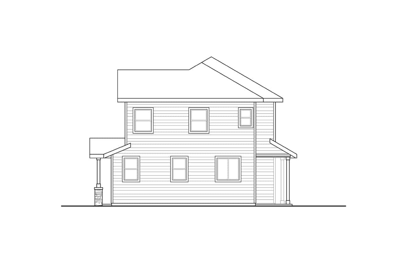 Home Plan Right Elevation of this 3-Bedroom,1499 Sq Ft Plan -108-2027