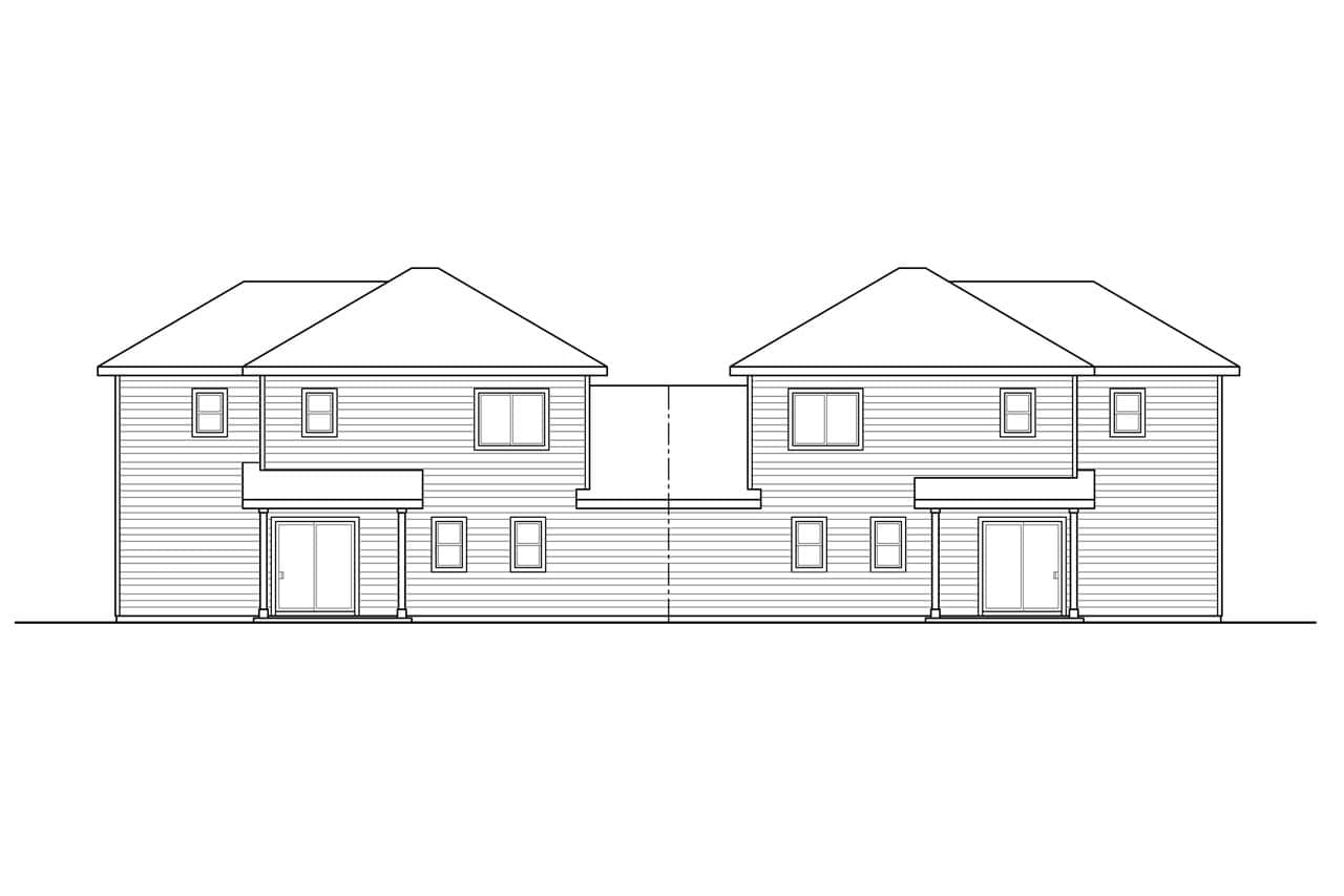 Home Plan Rear Elevation of this 3-Bedroom,1499 Sq Ft Plan -108-2027