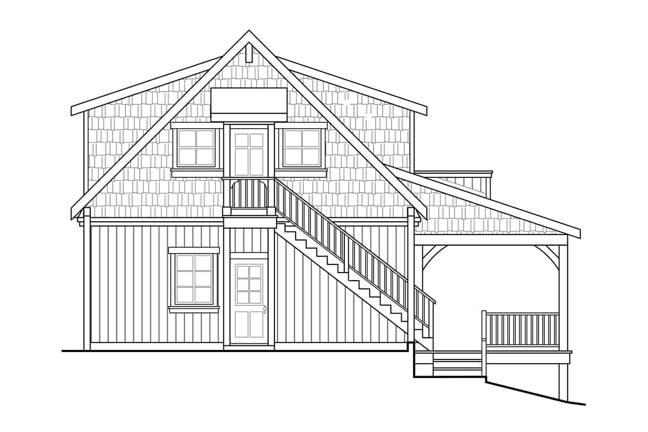 Home Plan Rear Elevation of this 2-Bedroom,1808 Sq Ft Plan -108-2031