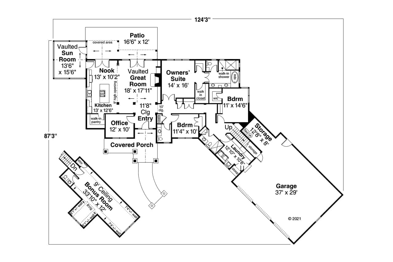 Main Level of Ranch Plan #108-2032
