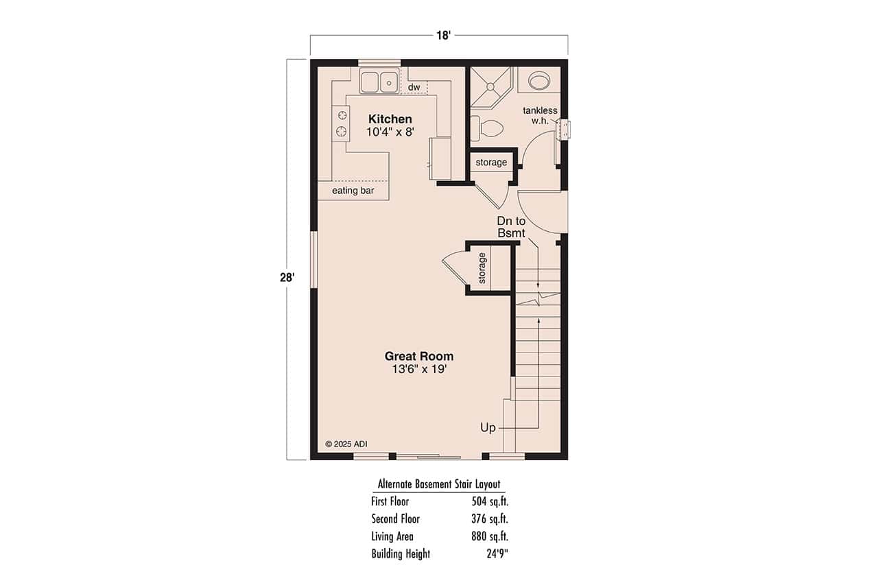 Main Level of Cottage Plan #108-2040