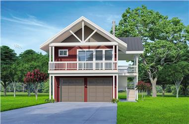 1-Bedroom, 672 Sq Ft Garage with Apartment Home Plan - 108-2044 - Main Exterior