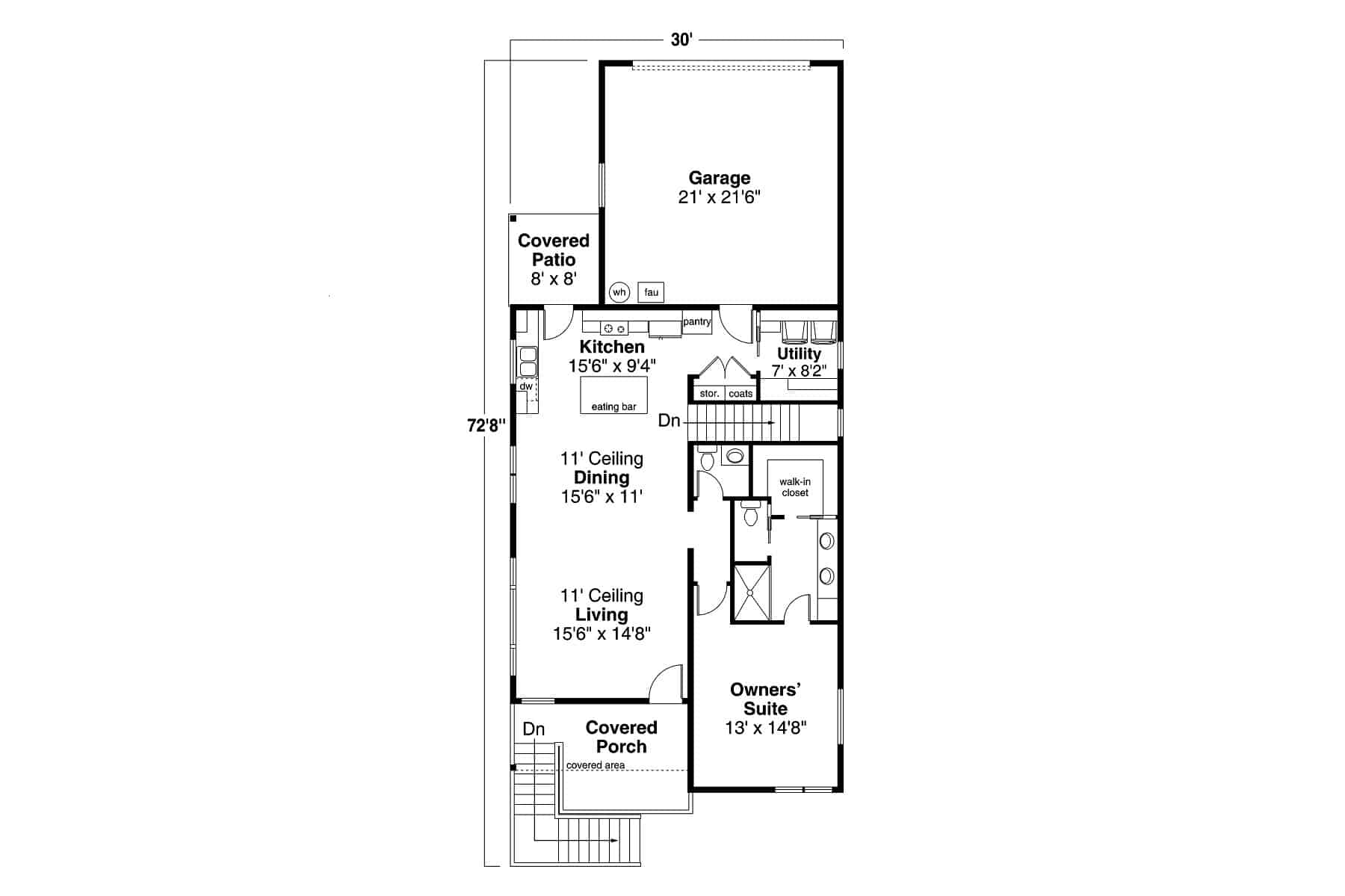 Main Level of Contemporary Plan #108-2045